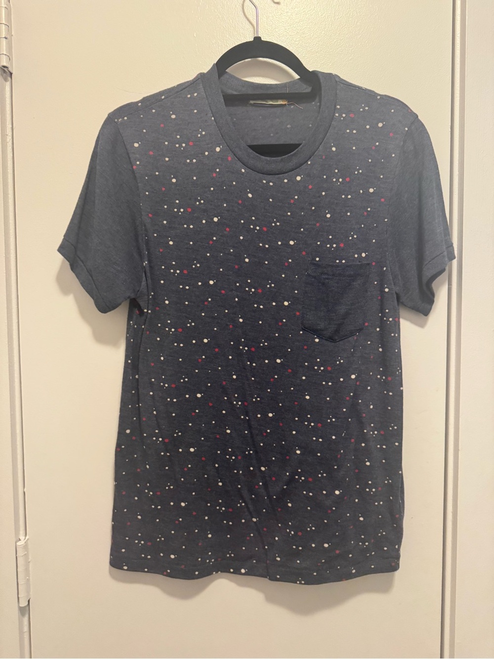 Alternative Earth Men’s Medium Blue Speckled Graphic T-Shirt Crew Neck Casual Te
